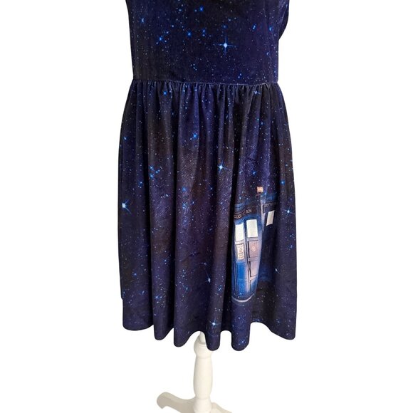 DOCTOR WHO Velvet BBC Galaxy Print Collared Dress Size Medium - Picture 7 of 9